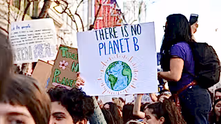 Youth protesting about climate change in Union Square, San Francisco, United States