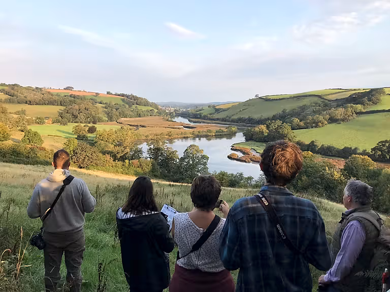 Group looking across beautiful valley